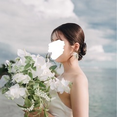 造花ブーケとブートニアセット　ホワイト/白の画像