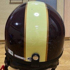 LEAD CR-760 半キャップ ブラウン アイボリー フリーサイズ 57〜60cm バブルシールド ワンタッチバックル ジェットヘルメット リード工業の画像
