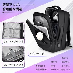 ビジネスリュック 軽量 リュック メンズ ビジネス バッグ 15.6インチPC用バックパック 防水ジッパー の画像