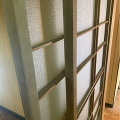 (906)(H178cm×W59cm) 4枚　デザインガラス入りのレトロな古い木製障子戸 古建具 ガラス戸 引き戸 古民家再生 古家具の画像