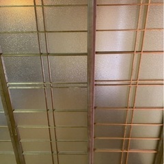 (906)(H178cm×W59cm) 4枚　デザインガラス入りのレトロな古い木製障子戸 古建具 ガラス戸 引き戸 古民家再生 古家具の画像