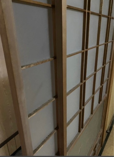 (904)(H177cm×W87.2cm) 2枚　デザインガラス入りのレトロな古い木製障子戸　古建具 ガラス戸 引き戸 古民家再生 古家具