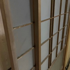 (904)(H177cm×W87.2cm) 2枚　デザインガラス入りのレトロな古い木製障子戸　古建具 ガラス戸 引き戸 古民家再生 古家具の画像