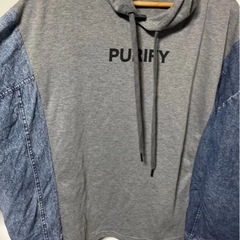 バックプリント可愛い1枚でオシャレ切り替えフーディ4Lの画像
