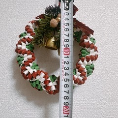 クリスマスリース リボンベル付きの画像