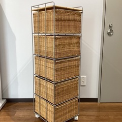 ラタン収納ボックス5段【町田市再生家具】252016の画像