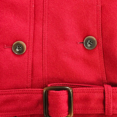 美品 HUGO BOSS ヒューゴボス レッド ジャケット レディース M相当 ウール混 ベルト付き ダブルボタン おしゃれ 上品 大人コーデ 秋冬の画像