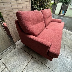 大塚家具 TERASO/テラソー 2人掛けソファ　ファブリック　赤　エンジの画像