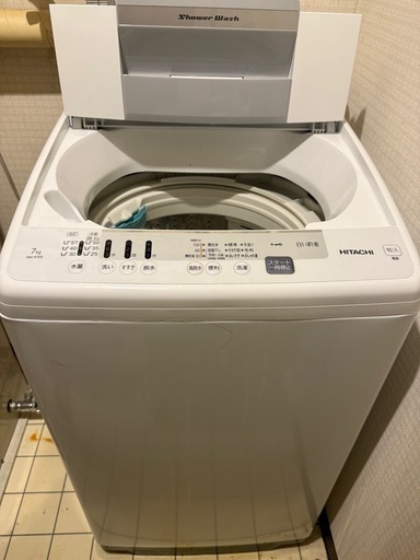 HITACHI 全自動洗濯機 7kg 白い約束 2022年製造 風脱水 シャワー浸透洗浄 NW-R705