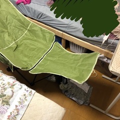 ハンモック型 折りたたみチェア 未使用 グリーン 専用袋あり 背もたれ3段階調節可能の画像