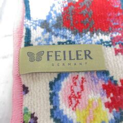 ( M-949 )FEILER フェイラータオルハンカチ　女の子柄ふちピンク　23×23cm 中古の画像