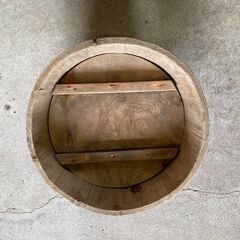 【昭和レトロ/長期保管品】■木桶■蓋付き■Φ370mm×H325mm■の画像