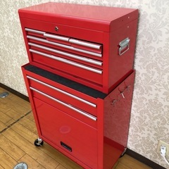 💛ガレージ　キャビネット　ツール　ボックス　レッド　鍵付き　現状品の画像