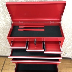 💛ガレージ　キャビネット　ツール　ボックス　レッド　鍵付き　現状品の画像