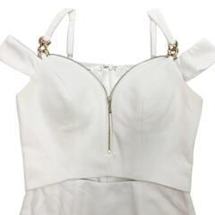 IRMA イルマ ワンカラー オフショル ジップデザイン ミニドレス ホワイト キャバドレスの画像