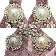 ROBE de FLEURS ローブドフルール 編み上げリボン×片サイドチュール切替タイトミニキャバドレス fm2267の画像