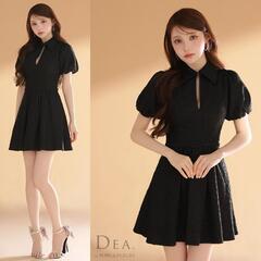 DEA. by ROBE de FLEURS ディアバイローブドフルール ワッフル素材クラシカル襟付きフレアミニキャバドレス DE4319の画像