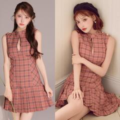 ROBE de FLEURS ローブドフルール クラシカルチェックツイルプリーツミニキャバドレス fm3389の画像