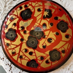 お櫃⭐︎漆器 5個セット 赤地黒花模様の画像