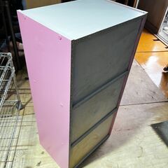 カラーボックス 3段 ホワイトピンクの画像