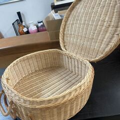 リサイクルショップどりーむ荒田店　No4916 籐カゴ　手提げ　の画像