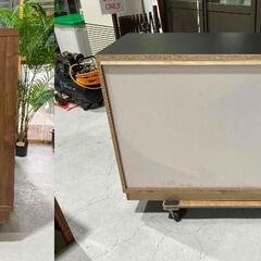 G14★KOGA 古賀家具★キッチンボード フィルミア W122cm ブラウン ガラス戸 ブラック 新品定価約10万円 食器棚 の画像