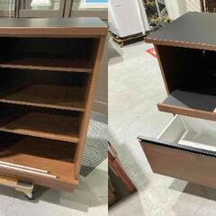 G14★KOGA 古賀家具★キッチンボード フィルミア W122cm ブラウン ガラス戸 ブラック 新品定価約10万円 食器棚 の画像