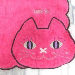 ( M-953 )ANNA SUI  アナスイ タオルハンカチ 猫 ピンク 24×24cm 中古の画像