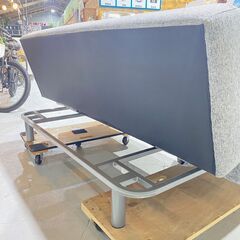 G14★ソファベッド★2人掛けソファ 布製 ファブリック W184cm ミックスグレー 肘置き・背もたれ 角度調整可の画像