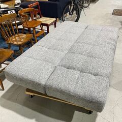 G14★ソファベッド★2人掛けソファ 布製 ファブリック W184cm ミックスグレー 肘置き・背もたれ 角度調整可の画像