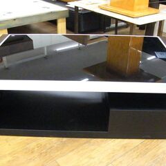センターテーブル ローテーブル 幅120×奥行70.5×高さ35.5cm ブラック 収納付き 引き出し ガラス天板 ガラステーブル 札幌市 厚別区の画像