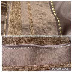 ニトリ 腰高窓 カーテン 100×157 2枚セット ダークブラウン ボーダー柄の画像