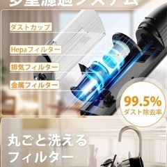 掃除機 コードレス 超強力吸引 0.7kg超軽量　ハンディ　ブラック 1個の画像