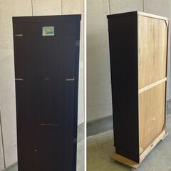 J7B2345 家具のコクサイ 商事 本棚 キャビネット ベベルガラス 飾り棚 書籍 2枚 ガラス扉 収納 インテリア 高級 家具 ダイヤモンド加工 アンティーク W82×D41×H176の画像