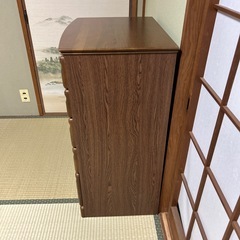 木製キャビネット 7　引き出し ブラウンの画像