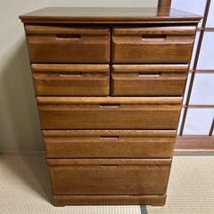 木製キャビネット 7　引き出し ブラウンの画像