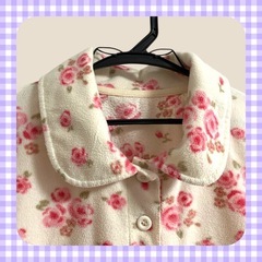 部屋着 フリース 花柄 ロングの画像