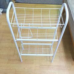 スチールラック 3段 キッチンラック スリム 引き出しタイプ 幅20cm すき間収納 ホワイト 札幌 西岡店の画像