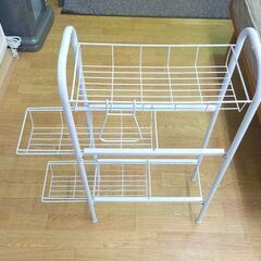 スチールラック 3段 キッチンラック スリム 引き出しタイプ 幅20cm すき間収納 ホワイト 札幌 西岡店の画像