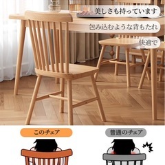 新品未開封 ダイニングチェア 天然木 高さ89x幅46x奥行43 ナチュラル 2脚セットの画像