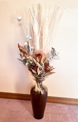 ドライフラワーアレンジメント 約117cmミラーフラワーベースセット