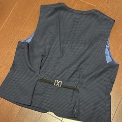 ネイビー チェック柄 ベスト＆キュロット＆半袖シャツセット 19号 21号の画像