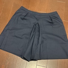 ネイビー チェック柄 ベスト＆キュロット＆半袖シャツセット 19号 21号の画像
