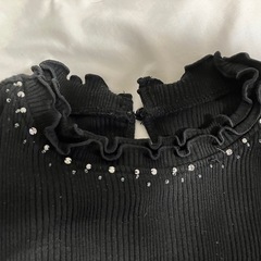 majestic legon ビジューネックリブ編みトップスの画像