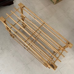 美原店 木製 マルチフリー シューズラック ブラウン 棚　オープンラックの画像