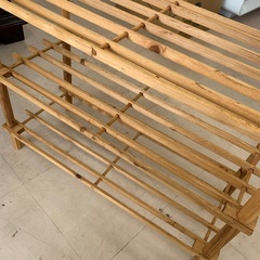 美原店 木製 マルチフリー シューズラック ブラウン 棚　オープンラックの画像