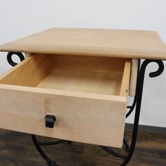 ≪ZC067-中≫メーカー不明 アイアンレッグサイドテーブル 小テーブル/エンドテーブル/机 飾り台 収納 家具/インテリア 寝室/リビングの画像