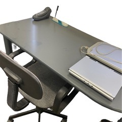 グレー L字型パソコンデスク チェア付の画像