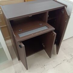 リユースのサカイ栃木店★ジモティ割あり★  収納棚 ダークブラウン W84.5×D45×H85 クリーニング済み TC11094の画像