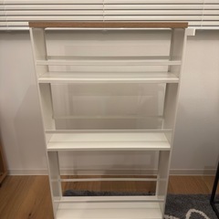 山崎実業(Yamazaki) ハンドル付き スリムワゴン ホワイト 約W13×D47.5×H80.5cm の画像
